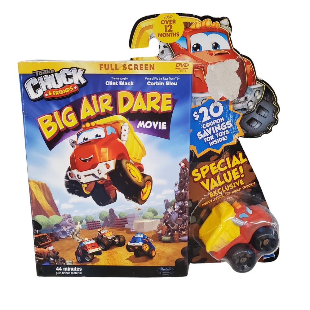 Tonka Truck Chuck Friends Big Air Dare Movie DVD and Dump Truck Set